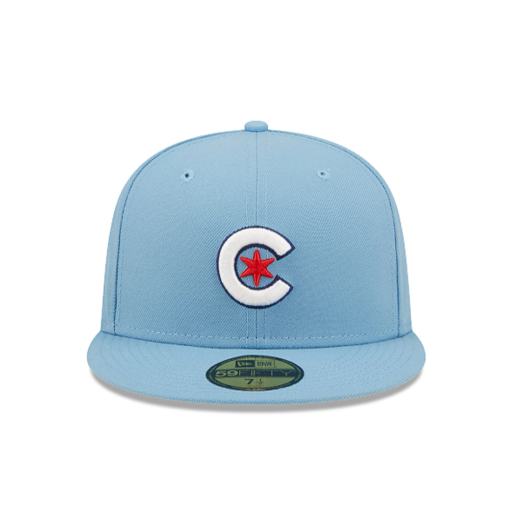 New Era 59Fifty Sky Blue MLB Chicago Cubs Baseball Mens Fitted Cap Hat 7 1/8 NWT